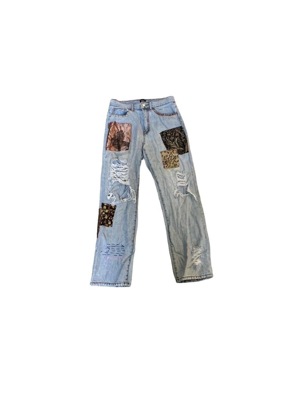 BDG Urban Outfitters Cowboy Patchwork Distressed Straight Leg Jeans Size 28 - Picture 2 of 4